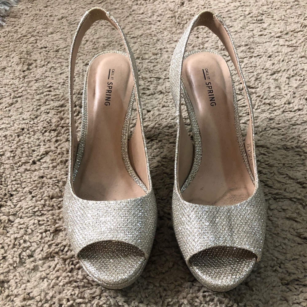 Gold sparkly heels